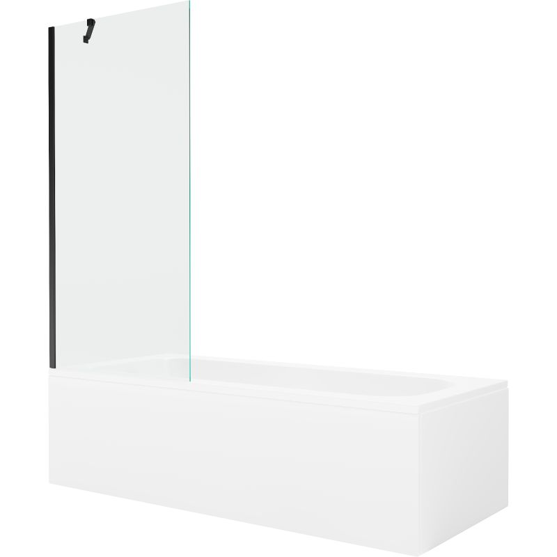 Wanna prostokątna Mexen Vega 150 x 70 cm z obudową i parawanem 1-skrzydłowym 80 cm transparent czarny 550115070X9508000070 1 szt.