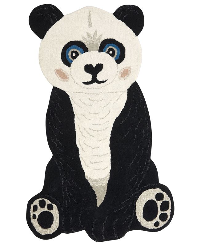 Dywan dziecięcy wełniany panda 100 x 160 cm czarno-biały Jingjing 1 szt.