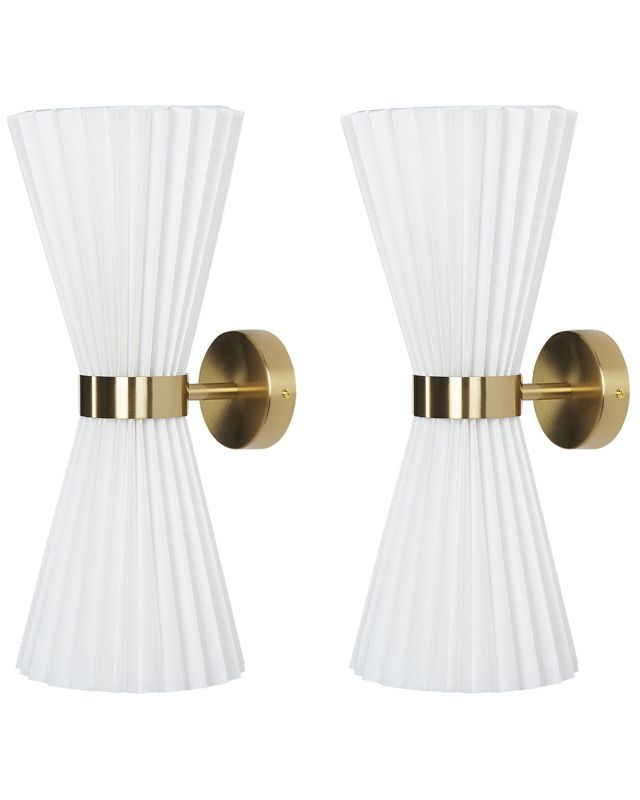Zestaw 2 lamp ściennych Telang Bawełna Biały 1 par.