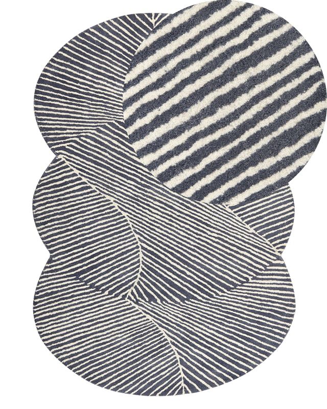 Dywan owalny wełniany 140 x 200 cm biało-grafitowy Zabol 1 szt.