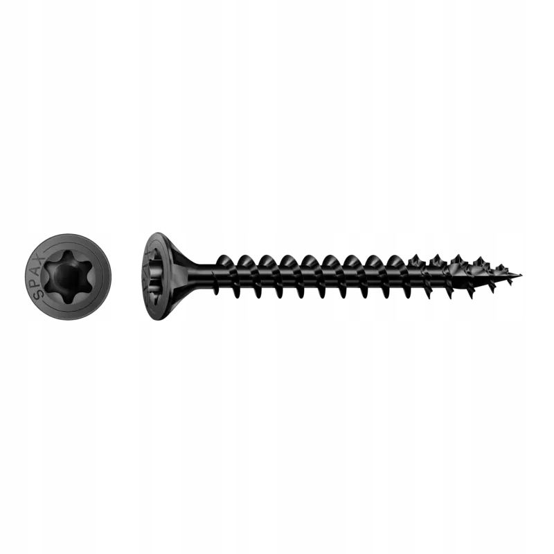 Wkręty do drewna SPAX 4x25mm torx,pełny gwint,łeb stożkowy, czarne 200szt.