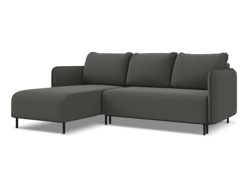 Narożnik lewostronny z funkcją spania Makamii Luana z weluru 236x162 cm stalowy 1 szt.