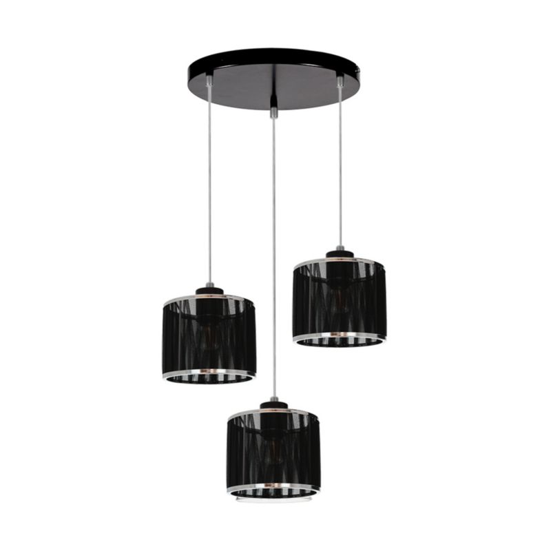 Metalowa Lampa Wisząca Anina SPOT Light 3xE14 Max.25W Czarno Chromowane Abażury, Polski Producent, 1szt.
