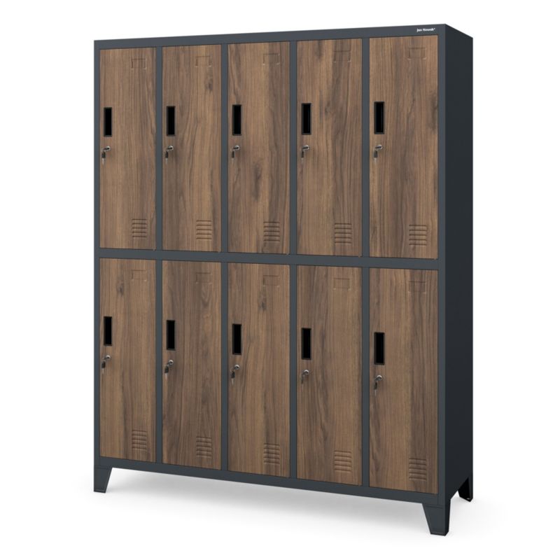 Szafa metalowa BHP socjalna Jan Nowak Bartek 172x136x45 cm antracytowo-drewniany 1 szt