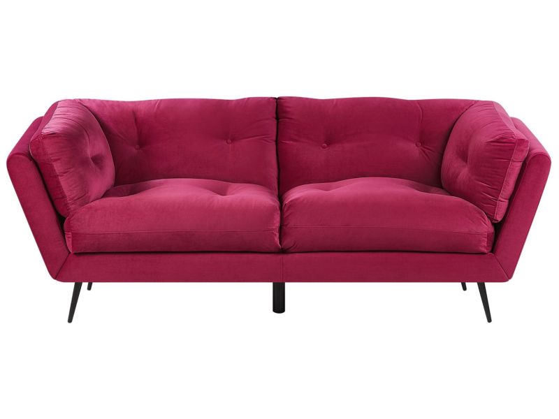 Sofa 3-osobowa welurowa burgundowa Lenvik 1 szt.
