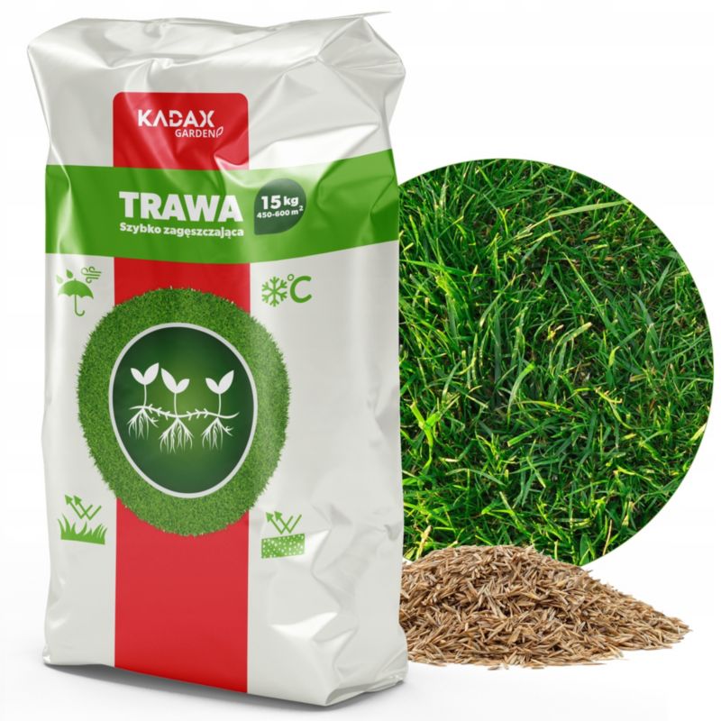 Trawa KADAX Nasiona Uniwersalna szybko Zagęszczająca Trawnik Odporna 15kg 600m2 1szt.