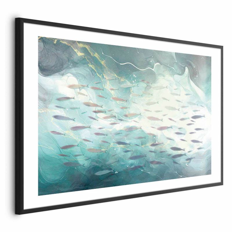 Plakat Artgeist Ławica ryb 30x21 cm z ramą czarną 1 szt