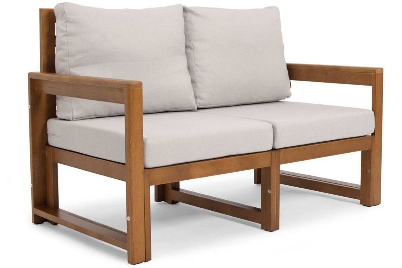 Sofa ogrodowa Bettso Malta dwuosobowa na jasnym drewnianym stelażu jasnoszary 1szt.