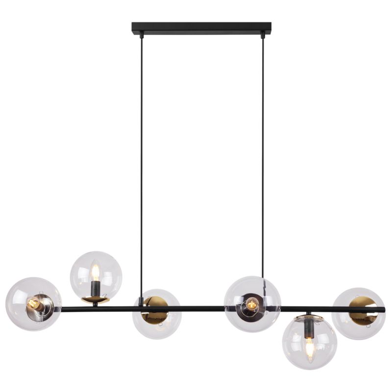 Lampa sufitowa wisząca Light Home LH Siena 6x E14 40W czarny/złoty klosz bezbarwny 1szt.