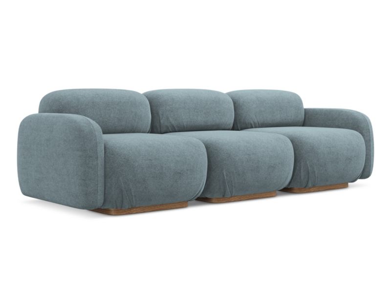 4-osobowa kanapa modułowa Makamii Ailani z tkaniną boucle 270x95 cm jeans 1 szt.