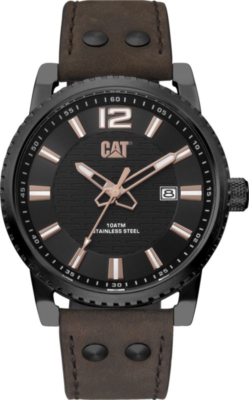 Zegarek stalowy Caterpillar Utility 3H date skórzany pasek 1szt.