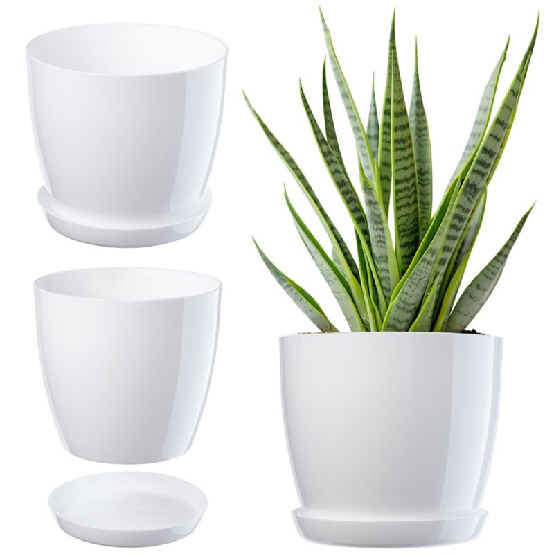 Doniczka KADAX Z Podstawką Plastikowa Osłonka Donica 18cm Biała Na Kwiaty 1szt.
