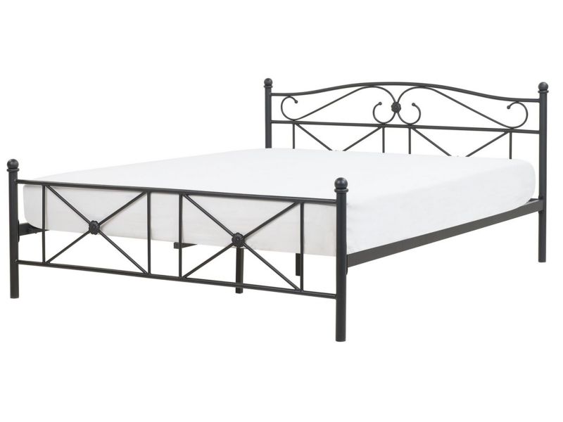 Łóżko metalowe 160 x 200 cm czarne Rodez 1 szt.