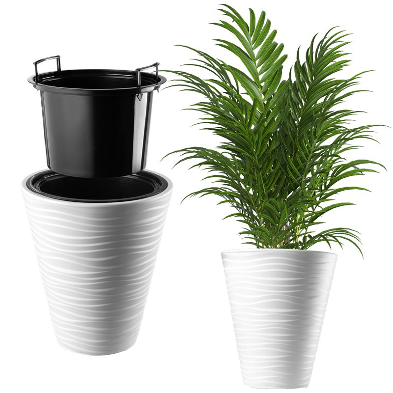 Doniczka KADAX Donica Na Kwiaty 35cm Osłonka Z Wkładem Kwietnik Biała Plastik 1 szt.