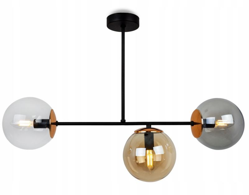 Lampa sufitowa wisząca Light Home LH Tulza 3x E14 40W klosz miedziany/multikolor 1szt.