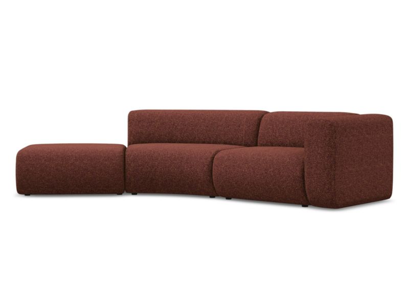 4-osobowa kanapa modułowa lewa Makamii Ekahi z tkaniny strukturalnej 335x166 cm burgundowy 1 szt.