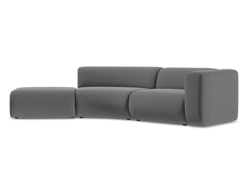 4-osobowa kanapa modułowa lewa Makamii Ekahi z weluru 335x166 cm szary 1 szt.