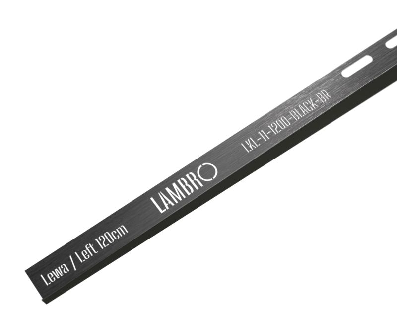Listwa brodzikowa krawędziowa spadkowa Lambro czarny mat 120 cm lewa