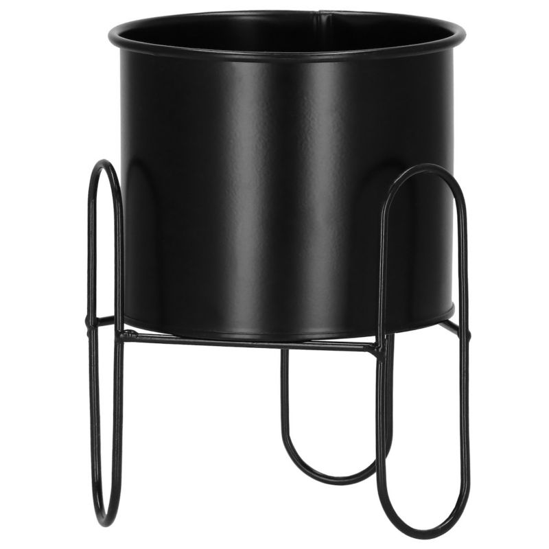 Stojący kwietnik Springos 18 cm stojak z doniczką na kwiaty nowoczesny loft czarny mat 1 szt.