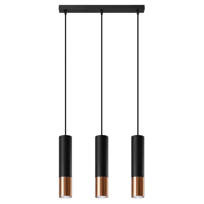 Lampa wisząca Sollux Lighting LOOPEZ 3L czarny/miedź 1 szt.