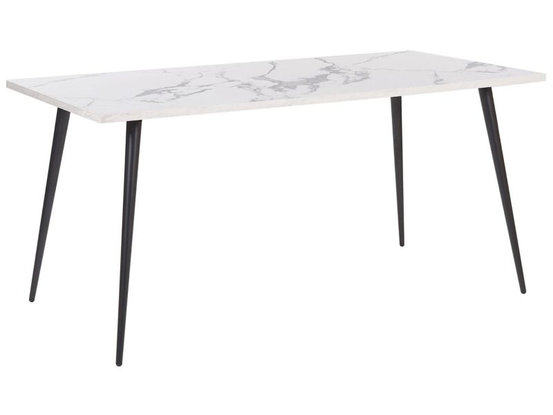 Stół do jadalni dla 6 osób Santiago 80 cm 160 cm Efekt marmuru Biały 1 szt.
