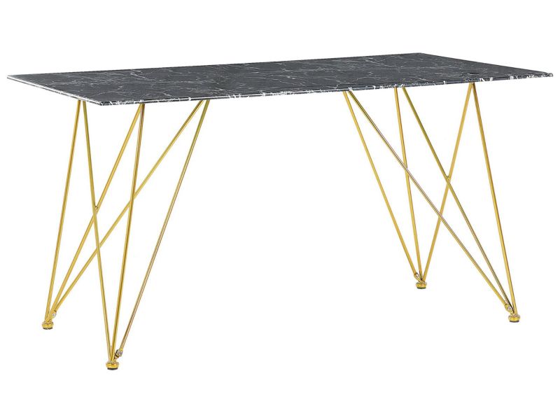 Stół do jadalni Kenton 80 cm 140 cm Efekt marmuru Czarny 1 szt.
