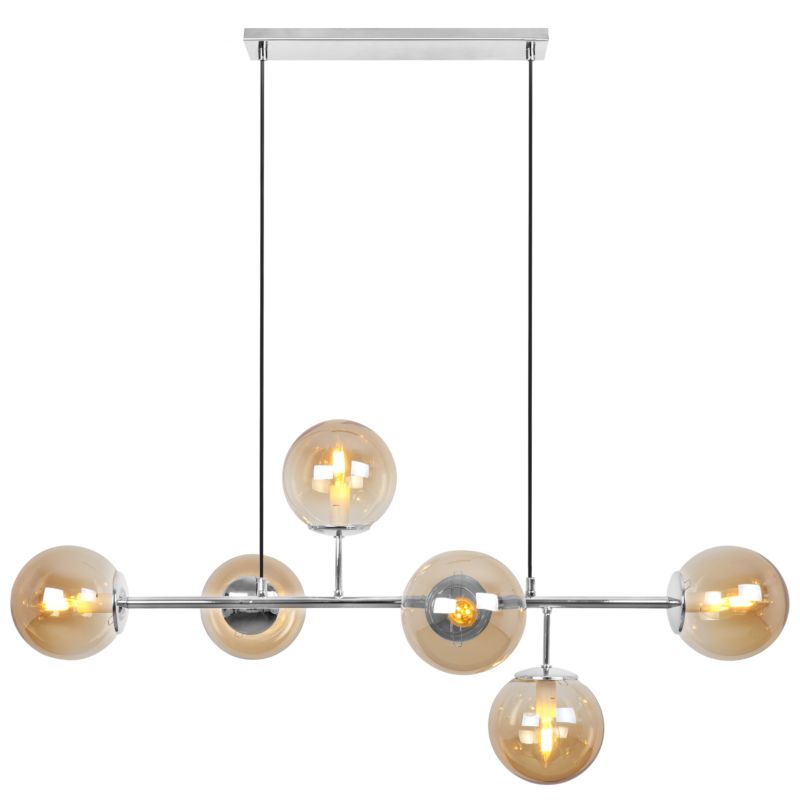 Lampa sufitowa wisząca Light Home LH Siena 6x E14 40W chrom klosz miodowy 1szt.