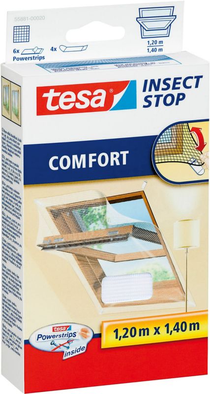 Moskitiera do okien dachowych Tesa Comfort 1,2 x 1,4 m biała