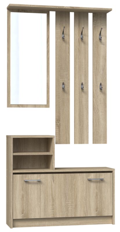 Garderoba Topeshop Vera Wieszak Lustro Szafka na Buty - Dąb Sonoma 24x85x180 cm 1 szt.