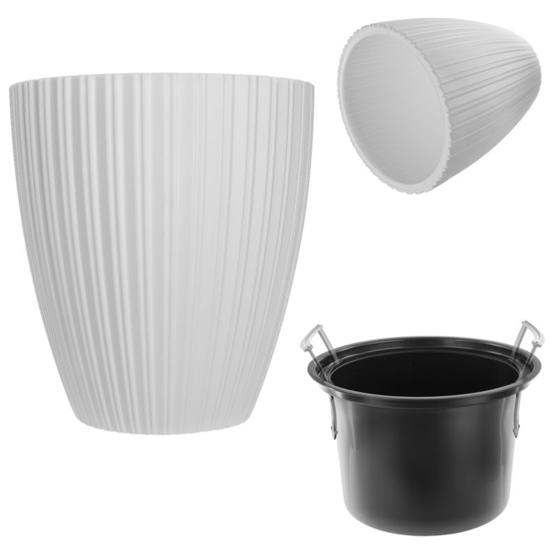 Doniczka KADAX Donica Na Kwiaty 40cm Osłonka Z Wkładem Kwietnik Plastikowa Biała 1 szt.