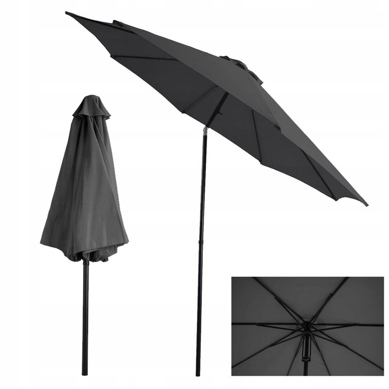 Parasol Ogrodowy Focus Garden Łamany Składany Samos z Masztem Szary 3m 300cm Wzmacniany 1 Szt