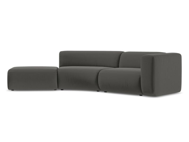 4-osobowa kanapa modułowa lewa Makamii Ekahi z weluru 335x166 cm stalowy 1 szt.