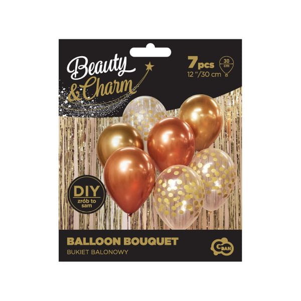 Bukiet balonowy B&C złoto-miedziany, 7 szt.