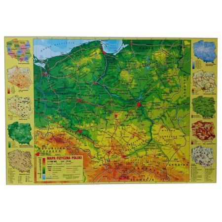 PODKŁAD NA BIURKO MAPA POLSKI FIZYCZNA
