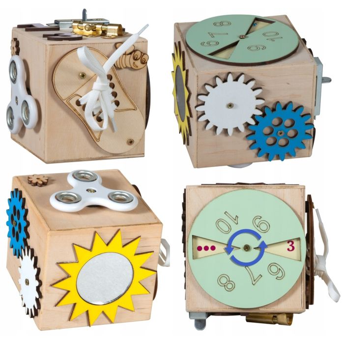 Kostka Manipulacyjna Sensoryczna Montessori 8w1