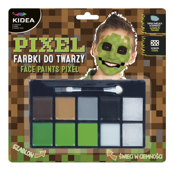 Farbki do twarzy 8 kolorów z akcesoriami Pixel Kidea