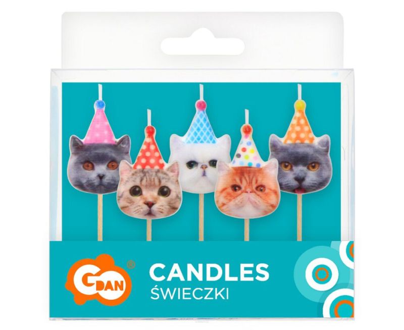 Świeczki pikery Kotki w czapeczkach, 5 szt. Godan