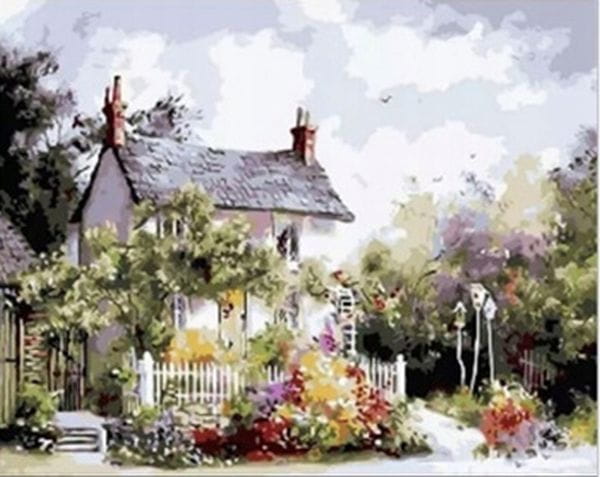 MALOWANIE PO NR. DOMEK PIĘTROWY W OGRODZIE, PASTELE PAK 15 40X50 CM