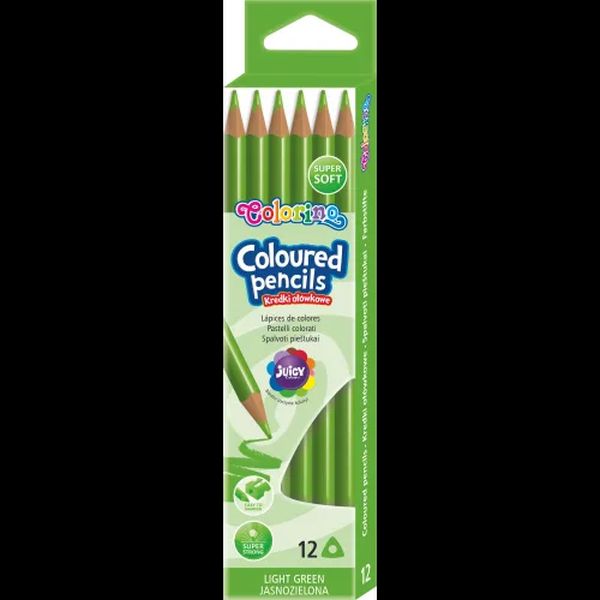 KIDS KREDKI OŁÓWKOWE TRÓJKĄTNE 12 SZTUK / JASNO ZIELONE / COLORINO /12