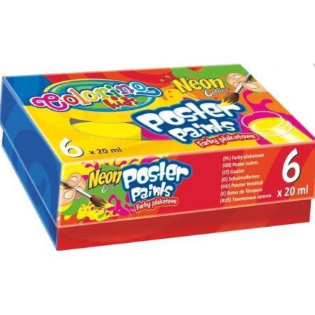 FARBY PLAKATOWE NEON 20ML 6 KOLORÓW