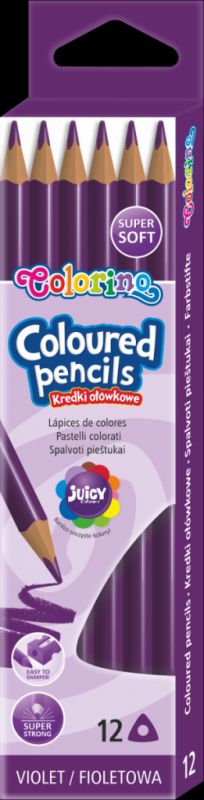 KIDS KREDKI OŁÓWKOWE TRÓJKĄTNE 12 SZTUK / FIOLETOWE / COLORINO /12/