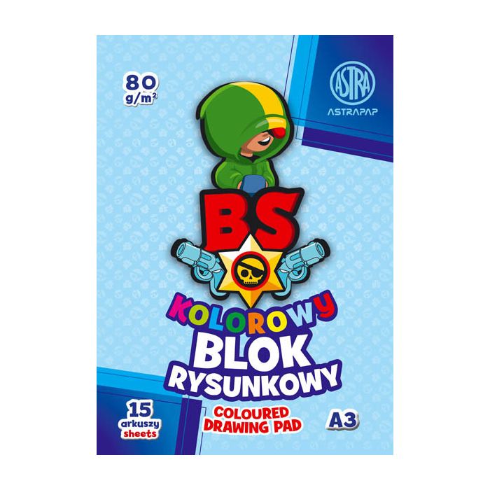 Blok kolorowy barwiony w masie ASTRAPAP A3 80g 15 ark "BS&Rabbit"