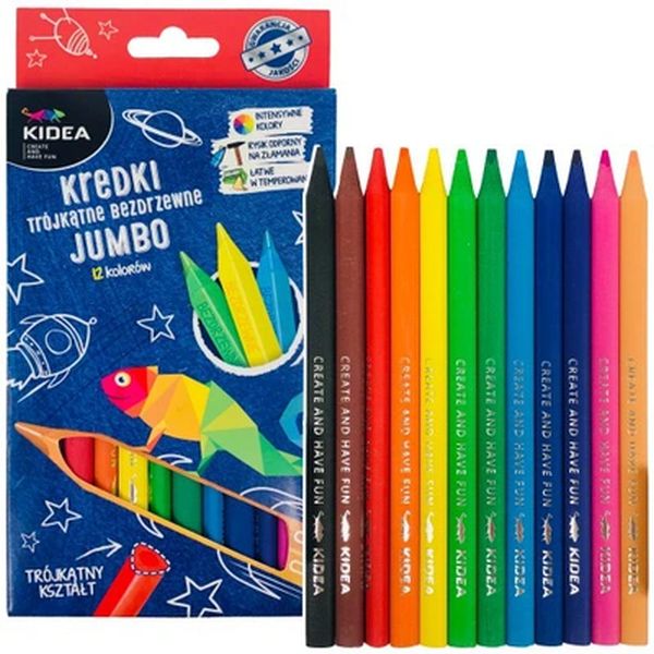 KREDKI 12 JUMBO TRÓJKĄTNE BEZDRZEWNE KIDEA