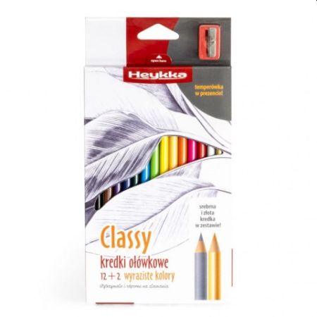 KREDKI OŁÓWKOWE CLASSY TRÓJKATNE Z TEMPERÓWKĄ 12+2SZT