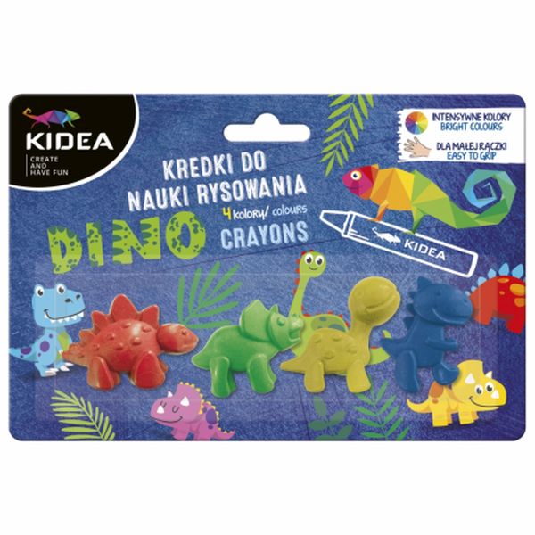 Kredki do nauki rysowania Dinozaury 4 kolory Kidea