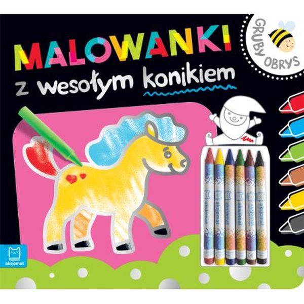 MALOWANKI Z WESOŁYM KONIKIEM GRUBY OBRYS KREDKI WOSKOWE