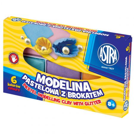 MODELINA PASTELOWA Z BROKATEM ASTRA 6 KOLORÓW@