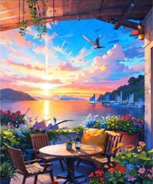MALOWANIE PO NR. DOM ŚWIT NA PATIO, PAK 15 40X50