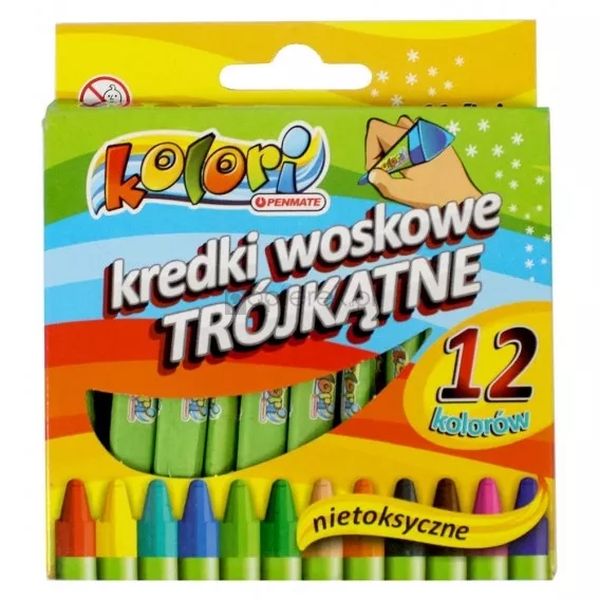 Penmate Kolori Premium Kredki woskowe trójkątne 12 kolorów