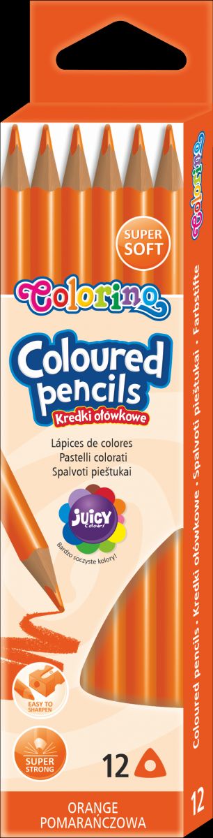 KIDS KREDKI OŁÓWKOWE TRÓJKĄTNE 12 SZTUK / POMARAŃCZOWE / COLORINO /12/